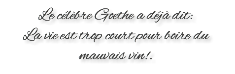 Le célèbre Goethe a déjà dit: La vie est trop court pour boire du mauvais vin!. 